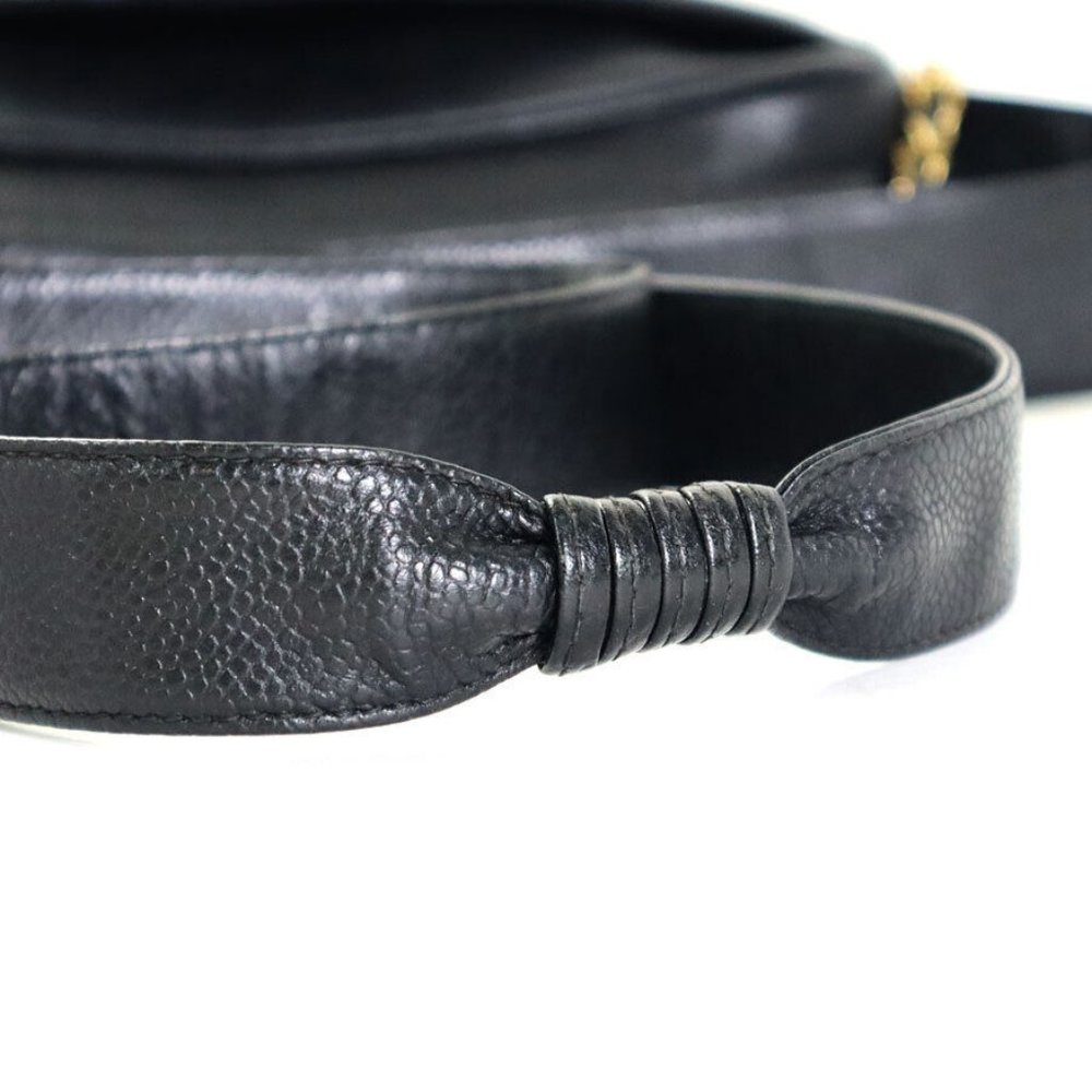 Auth CHANEL Triple CC Logo Crossbody Shoulder Bag Black Leather/Goldtone - Picture 6 of 13